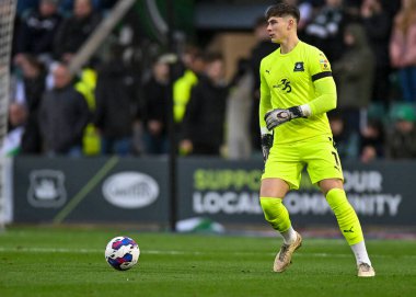 Plymouth Argyle kalecisi Michael Cooper (1), 1 Ocak 202 'de Home Park, Plymouth, İngiltere' de oynanan 1.