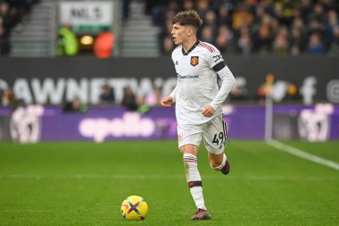 Manchester United 'ın 49. Alejandro Garnacho Premier Lig karşılaşmasında Wolverhampton Wanderers, Manchester United' a karşı Molineux, Wolverhampton, Birleşik Krallık 'ta 31 Aralık 202