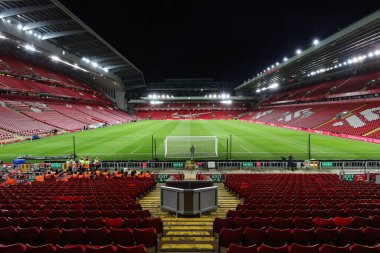 30 Aralık 202 'de İngiltere' nin Liverpool kentinde Liverpool 'a karşı oynanan Premier League karşılaşması öncesinde Anfield, Liverpool' un genel görünümü