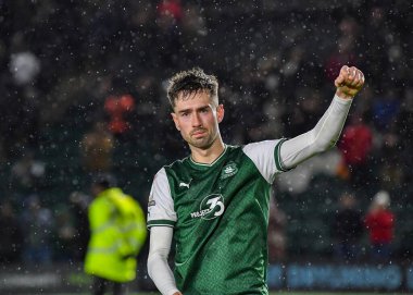 Plymouth Argyle forveti Ryan Hardie (9), 1 Ocak 202 'de Home Park, Plymouth, Birleşik Krallık' ta oynanan Sky Bet Lig 1 karşılaşmasında kazandığı galibiyeti kutluyor.