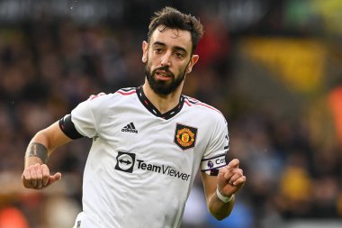 Manchester United takımının Bruno Fernandes # 8 Premier League maçında Wolverhampton Wanderers, Manchester United 'a karşı Molineux, Wolverhampton, Birleşik Krallık' ta 31 Aralık 202