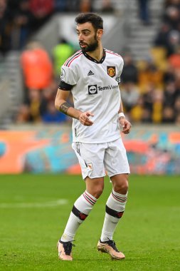 Manchester United takımının Bruno Fernandes # 8 Premier League maçında Wolverhampton Wanderers, Manchester United 'a karşı Molineux, Wolverhampton, Birleşik Krallık' ta 31 Aralık 202