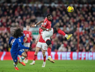 Nottingham Ormanı 'ndan Serge Aurier 1 Ocak 202' de Nottingham Forest 'ın Chelsea' ye karşı oynadığı Premier League maçında öne çıkıyor.