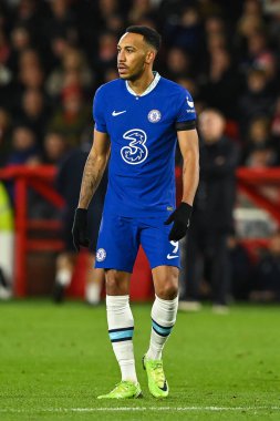 Pierre-Emerick Aubameyang # 9 Chelsea Premier Lig maçı sırasında Nottingham Forest Chelsea 'ye karşı City Ground, Nottingham, 1 Ocak 202