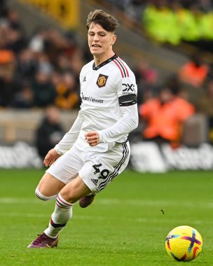 Manchester United 'ın 49. Alejandro Garnacho Premier Lig karşılaşmasında Wolverhampton Wanderers, Manchester United' a karşı Molineux, Wolverhampton, Birleşik Krallık 'ta 31 Aralık 202