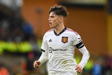Manchester United 'ın 49 numaralı Alejandro Garnacho Premier League maçında Wolverhampton Wanderers, Manchester United' a karşı Molineux, Wolverhampton, İngiltere, 31 Aralık 202