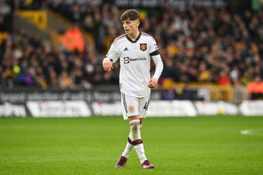 Manchester United 'ın 49 numaralı Alejandro Garnacho Premier League maçında Wolverhampton Wanderers, Manchester United' a karşı Molineux, Wolverhampton, İngiltere, 31 Aralık 202