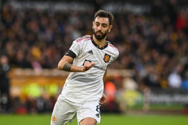 Manchester United takımının Bruno Fernandes # 8 Premier League maçında Wolverhampton Wanderers, Manchester United 'a karşı Molineux, Wolverhampton, Birleşik Krallık' ta 31 Aralık 202
