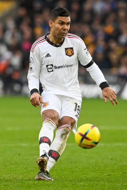 Manchester United 'ın 18 numaralı Casemiro Premier League maçında Wolverhampton Wanderers, Manchester United' a karşı Molineux, Wolverhampton, İngiltere, 31 Aralık 202