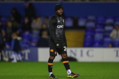 Hull City 'den Jean Michal Seri # 24 numaralı maç öncesi ısınma maçı öncesinde Birmingham City ile Hull City arasında St Andrews, Birmingham, Birleşik Krallık' ta 30 Aralık 2022 'de oynanan karşılaşma.