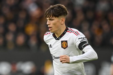 Manchester United 'ın 49 numaralı Alejandro Garnacho Premier League maçında Wolverhampton Wanderers, Manchester United' a karşı Molineux, Wolverhampton, İngiltere, 31 Aralık 202