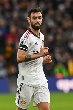 Manchester United takımının Bruno Fernandes # 8 Premier League maçında Wolverhampton Wanderers, Manchester United 'a karşı Molineux, Wolverhampton, Birleşik Krallık' ta 31 Aralık 202