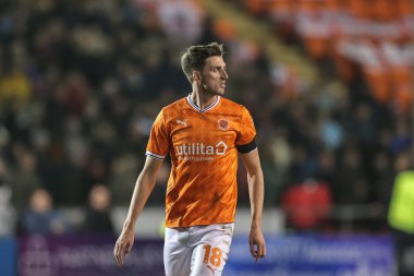 Blackpool 'dan Callum Wright # 24 Sky Bet Şampiyonası maçı sırasında Blackpool - Sunderland Bloomfield Road, Blackpool, İngiltere, 1 Ocak 202