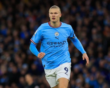 Manchester City 'den Erling Haaland # 9 numara Premier League maçı Manchester City Everton' a karşı Etihad Stadyumu, Manchester, İngiltere, 31 Aralık 202