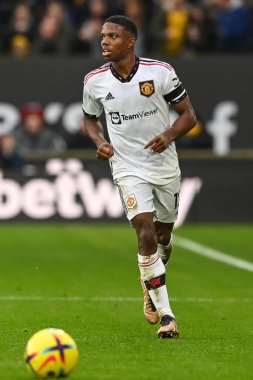 Tyrell Malacia # 12 Manchester United Premier League maçında Wolverhampton Wanderers 'a karşı Molineux, Wolverhampton, İngiltere, 31 Aralık 202