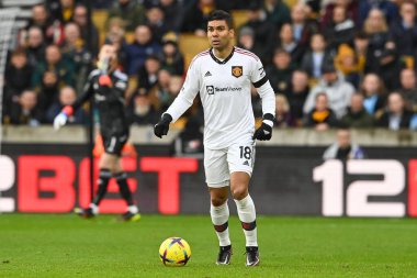 Manchester United 'ın 18 numaralı Casemiro Premier League maçında Wolverhampton Wanderers, Manchester United' a karşı Molineux, Wolverhampton, İngiltere, 31 Aralık 202