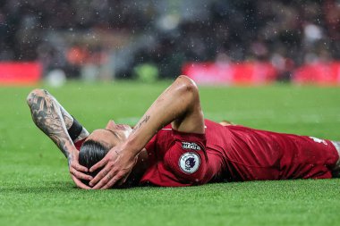 Liverpool 'dan Darwin Nez # 27, 30 Aralık 2022' de İngiltere 'nin Liverpool kentinde oynanan Premier League maçında kaçırılan golü karşıladı.