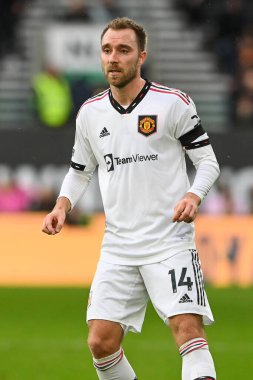 Premier Lig karşılaşmasında Manchester United 'ın Christian Eriksen # 14' ü Wolverhampton Wanderers 'a karşı Molineux, Wolverhampton, Birleşik Krallık' ta 31 Aralık 202