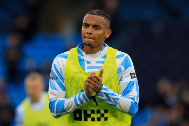 Manchester City 'den Manuel Akanji # 25 Premier League maçında Manchester City Everton' a karşı 31 Aralık 202 'de Etihad Stadyumu' nda oynanacak ısınma maçında