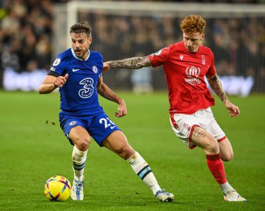 Chelsea 'den Csar Azpilicueta # 28 Premier League maçı sırasında Nottingham Forest Chelsea' ye karşı City Ground, Nottingham, 1 Ocak 2022
