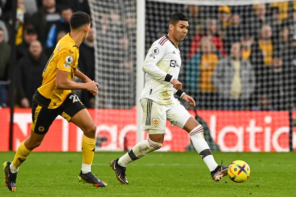 Manchester United 'ın 18 numaralı Casemiro Premier League maçında Wolverhampton Wanderers, Manchester United' a karşı Molineux, Wolverhampton, İngiltere, 31 Aralık 202
