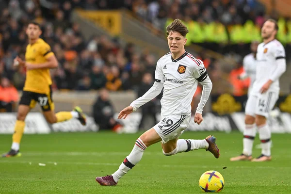 Manchester United 'ın 49. Alejandro Garnacho Premier Lig karşılaşmasında Wolverhampton Wanderers, Manchester United' a karşı Molineux, Wolverhampton, Birleşik Krallık 'ta 31 Aralık 202