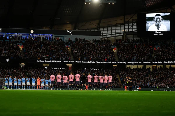 Команды Аплодируют Пеле Перед Матчем Премьер Лиги Манчестер Сити Эвертон — стоковое фото