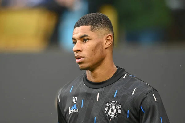 stock image Marcus Rashford #10 of Manchester United during the pre-game warm up ahead of the Premier League match Wolverhampton Wanderers vs Manchester United at Molineux, Wolverhampton, United Kingdom, 31st December 202