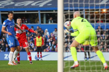 Middlesbrough 'dan Riley McGree, Birmingham City' nin Middlesbrough 'a karşı oynadığı 2 Ocak 202' de oynanan Gökyüzü İddia Şampiyonası maçında Birmingham City 'den John Ruddy # 21' in attığı golü izliyor.
