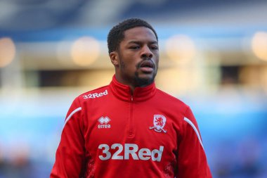 Middlesbrough 'dan Chuba Akpom # 29, 2 Ocak 202' de Birmingham City ile Middlesbrough arasında oynanan karşılaşma öncesinde oynanan maç öncesi ısınma maçında.