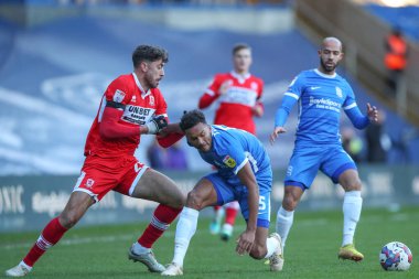 Birmingham City 'nin 2 Ocak 202' de St Andrews, Birmingham, Birmingham 'da oynanan Gökyüzü İddia Şampiyonası maçında Middlesbrough maçında Middlesbrough # 25 numaralı Matt Crooks ve Birmingham Trusty # 5.