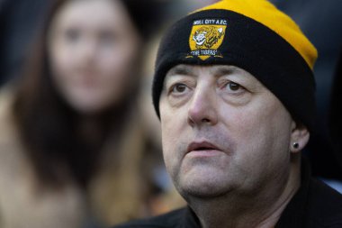 Hull City taraftarı, Wigan Atletizm ve Hull City arasındaki 2 Ocak 202 'de Wigan Stadyumu, Wigan, İngiltere