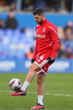 Middlesbrough 'dan Alex Mowatt # 4 numaralı maç öncesi ısınma maçı öncesinde Birmingham City, Birmingham Middlesbrough' a karşı St Andrews, Birmingham, İngiltere, 2 Ocak 202