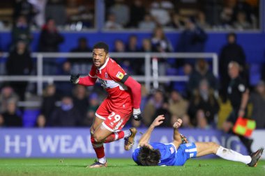 Middlesbrough 'dan Chuba Akpom # 29, 2 Ocak 202' de Birmingham City ile Middlesbrough arasında oynanan Gökyüzü İddia Şampiyonası maçında 1-3 kazanma hedefini kutluyor.