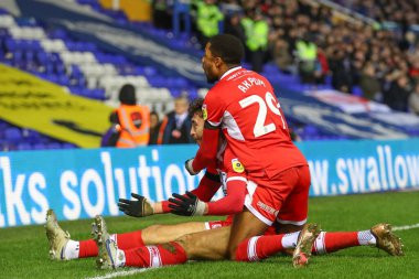 Middlesbrough 'dan Matt Crooks 2 Ocak 202' de Birmingham City 'nin St Andrews, Birmingham' da Middlesbrough 'a karşı oynadığı Gökyüzü İddia Şampiyonası maçında 1-0 kazanma hedefini kutluyor.
