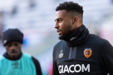 Cyrus Christie # 33 of Hull City Sky Bet Şampiyonası 'ndan önce Wigan Athletic, Hull City' ye karşı DW Stadyumu, Wigan, Birleşik Krallık, 2 Ocak 202
