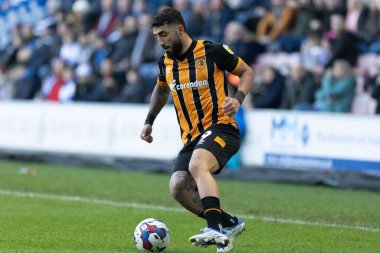 Hull City 'den Allahyar Sayyadmanesh # 9, Gök İddia Şampiyonası maçında Wigan Atletizm ve Hull City' ye karşı DW Stadyumu, Wigan, İngiltere, 2 Ocak 202