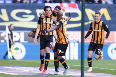 Hull City 'den Jacob Greaves, 2 Ocak 202' de Wigan Atletizm ve Hull City 'nin Wigan Stadyumu' nda oynanan Sky Bet Şampiyonası maçında 0-1 kazanma hedefini kutluyor.