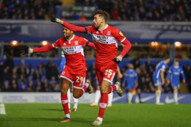 Middlesbrough 'dan Matt Crooks 2 Ocak 202' de Birmingham City, Birmingham 'a karşı Middlesbrough' da oynanan Sky Bet Şampiyonası maçında 0-1 kazanma hedefini kutluyor.