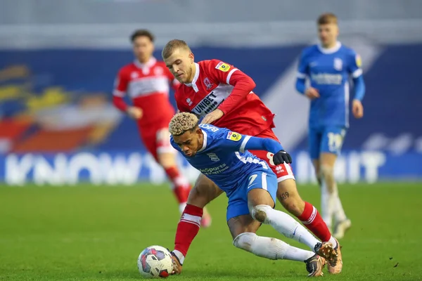 Juninho Bacuna Birmingham City Riley Mcgree Middlesbrough Battle Ball Sky —  Fotos de Stock