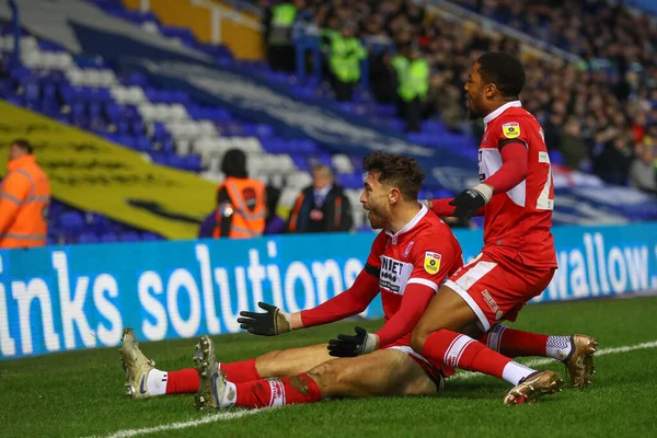 Middlesbrough 'dan Matt Crooks 2 Ocak 202' de Birmingham City, Birmingham 'a karşı Middlesbrough' da oynanan Sky Bet Şampiyonası maçında 0-1 kazanma hedefini kutluyor.