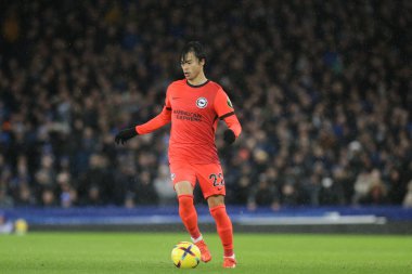 Brighton & Hove Albion 'dan Kaoru Mitoma # 22 Premier Lig maçı sırasında Goodison Park, Liverpool' da Everton ve Hove Albion 'a karşı 3 Ocak 202