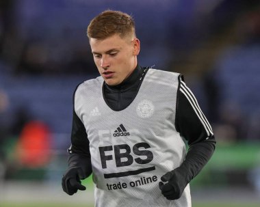 Leicester City 'den Harvey Barnes # 7 Premier Lig maçı öncesinde King Power Stadyumu' nda Leicester City ile Fulham karşılaşması, 3 Ocak 202