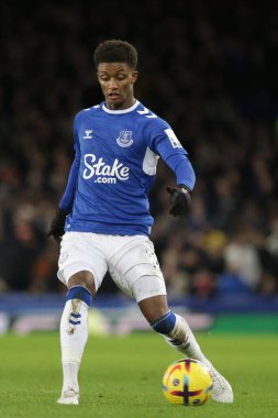 Everton 'dan Demarai Gray 3 Ocak 202 tarihinde İngiltere' nin Liverpool kentinde Goodison Park 'ta oynanan Premier Lig maçında topu Everton ve Hove Albion' a paslıyor.