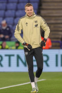 Maç öncesi ısınma maçında Fulham 'dan Marek Rodk # 1 Premier League maçı öncesinde Leicester City Fulham' a karşı King Power Stadyumu, Leicester, İngiltere, 3 Ocak 2022