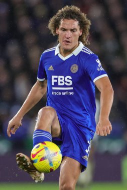 Leicester City 'den Wout Faes # 3 Premier League maçında Leicester City, Fulham' a karşı King Power Stadyumu, Leicester, 3 Ocak 202