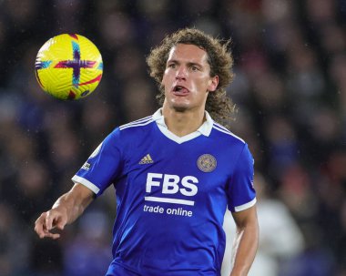 Leicester City 'den Wout Faes # 3 Premier League maçında Leicester City, Fulham' a karşı King Power Stadyumu, Leicester, 3 Ocak 202