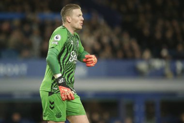Everton 'dan Jordan Pickford 3 Ocak 202' de Goodison Park 'ta Everton ve Hove Albion' a karşı oynanan Premier Lig maçında takımına talimat verdi.