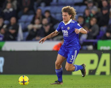 Leicester City 'den Wout Faes # 3 Premier League maçında Leicester City, Fulham' a karşı King Power Stadyumu, Leicester, 3 Ocak 202