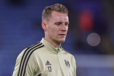 Maç öncesi ısınma sırasında Fulham 'dan Bernd Leno # 17 Premier Lig karşılaşmasında Leicester City - Fulham King Power Stadyumu, Leicester, İngiltere, 3 Ocak 202